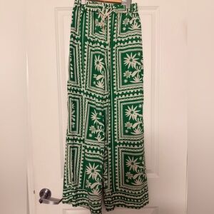 Mon Renn Rosas Green Wide Pants Small